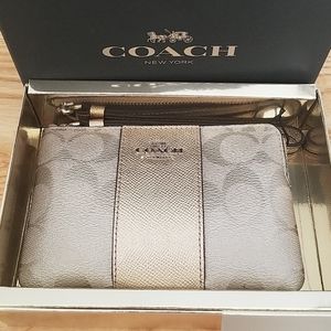 Coach Metallic Signature Corner Zip